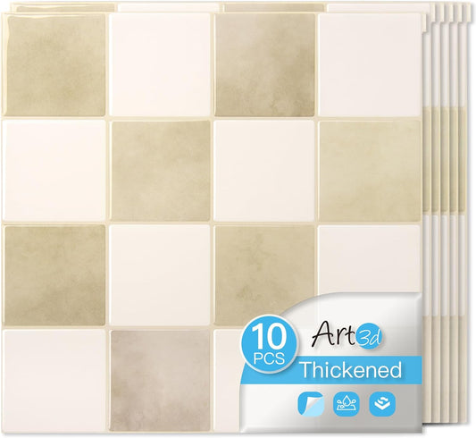 Art3d 10-Pack Heavy-Duty Peel and Stick Backsplash Tiles