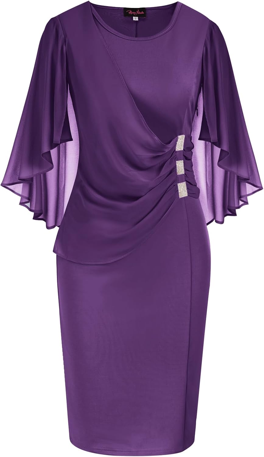 Hanna Nikole Plus Size Chiffon Ruffle Bodycon Dress for Curves