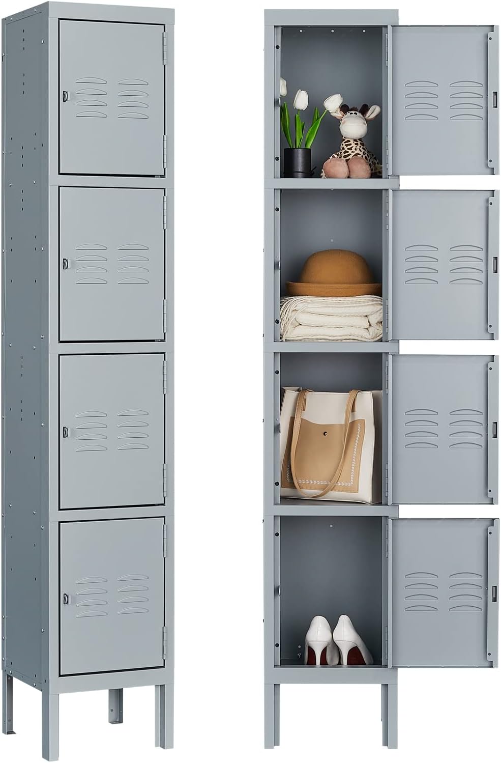 MIIIKO Metal Locker 4 Tiers for Employees and Home Office