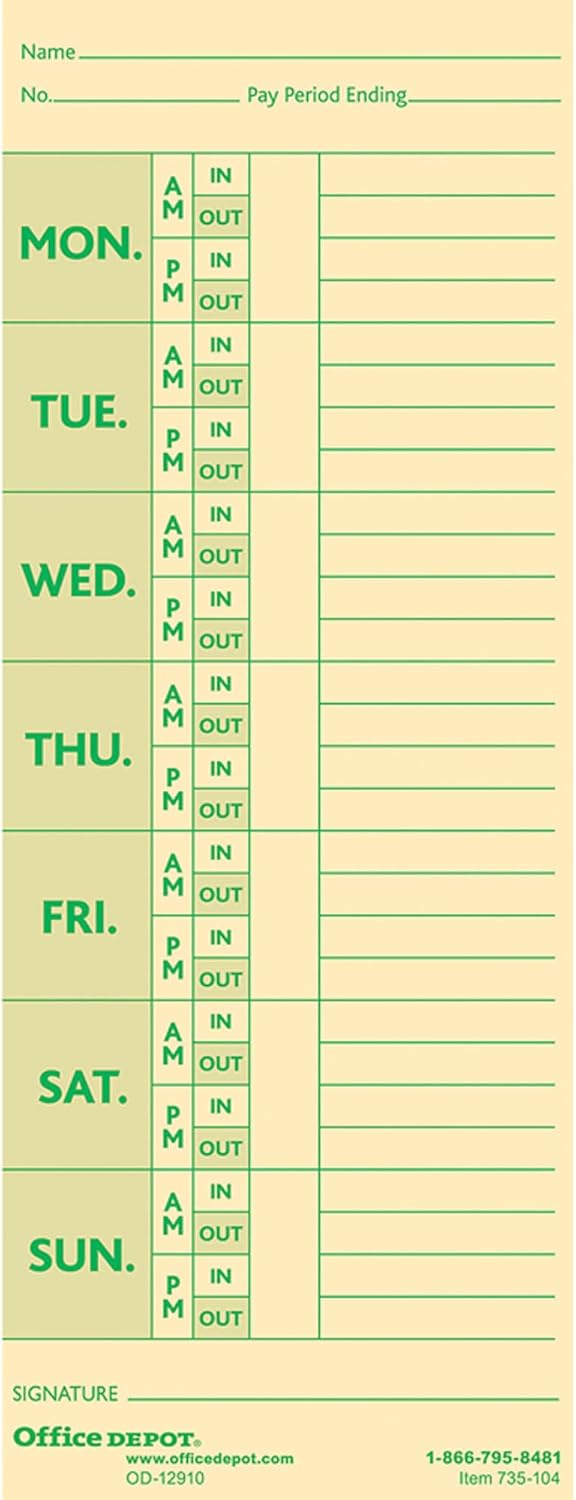 Efficient Time Tracking: Office Depot Weekly Time Cards