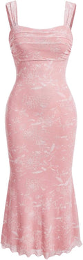 Women's Floral Ruched Bodycon Midi Dress - Summer Wedding Guest