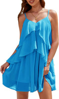 DRESSTELLS Women's Cocktail Ruffle Tiered Mini Dress - Flowy Formal