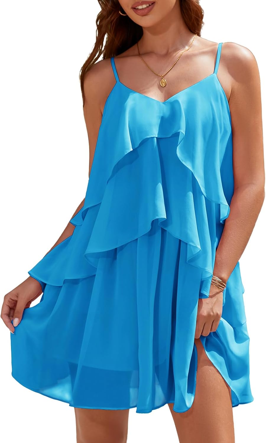 DRESSTELLS Women's Cocktail Ruffle Tiered Dress for Events