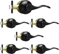 Probrico Wave Shape Passage Door Lever Black Keyless Handle - Sleek