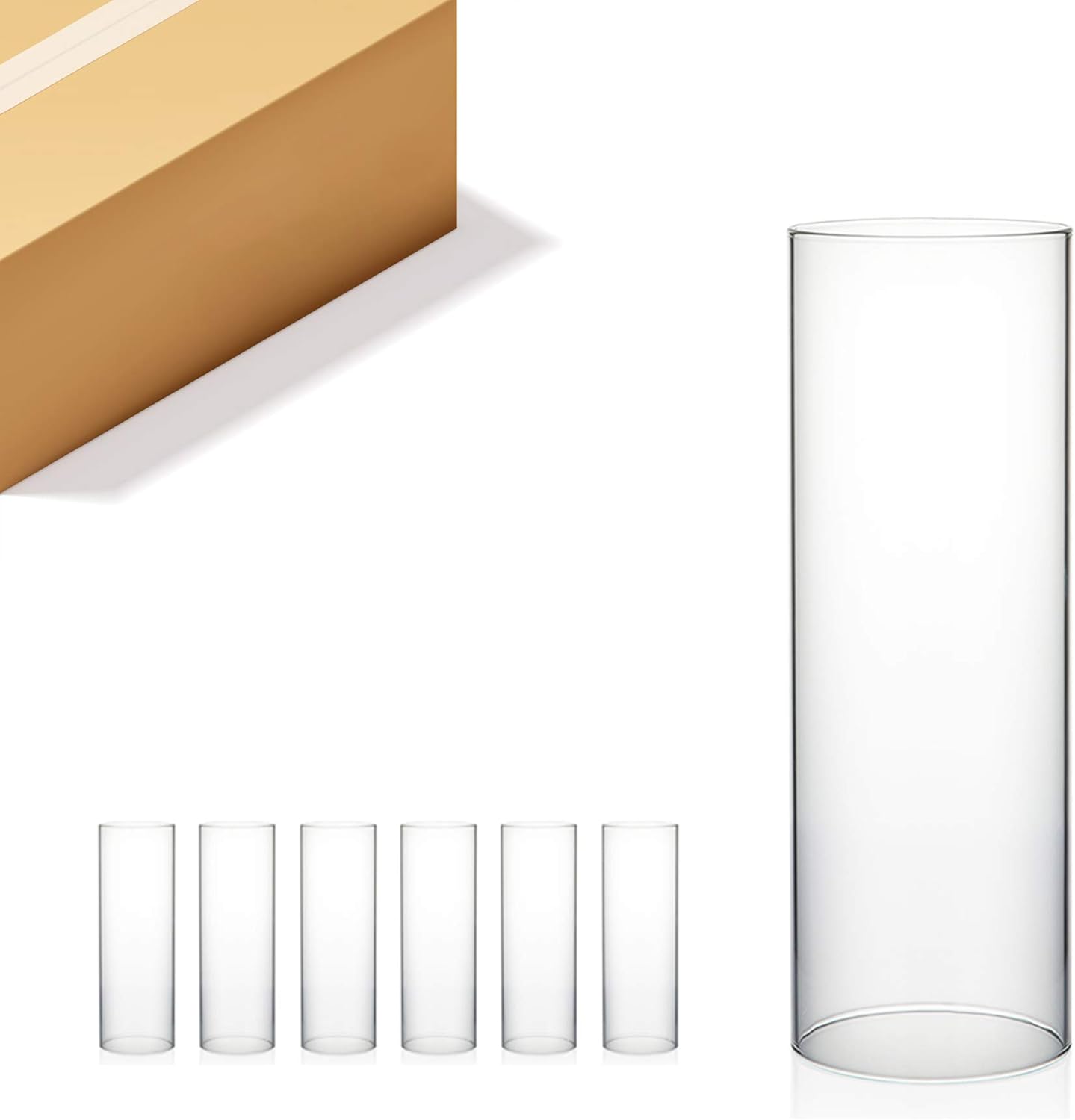 WGVI Hurricane Candle Holder Sleeve - Clear Glass Cylinder Set