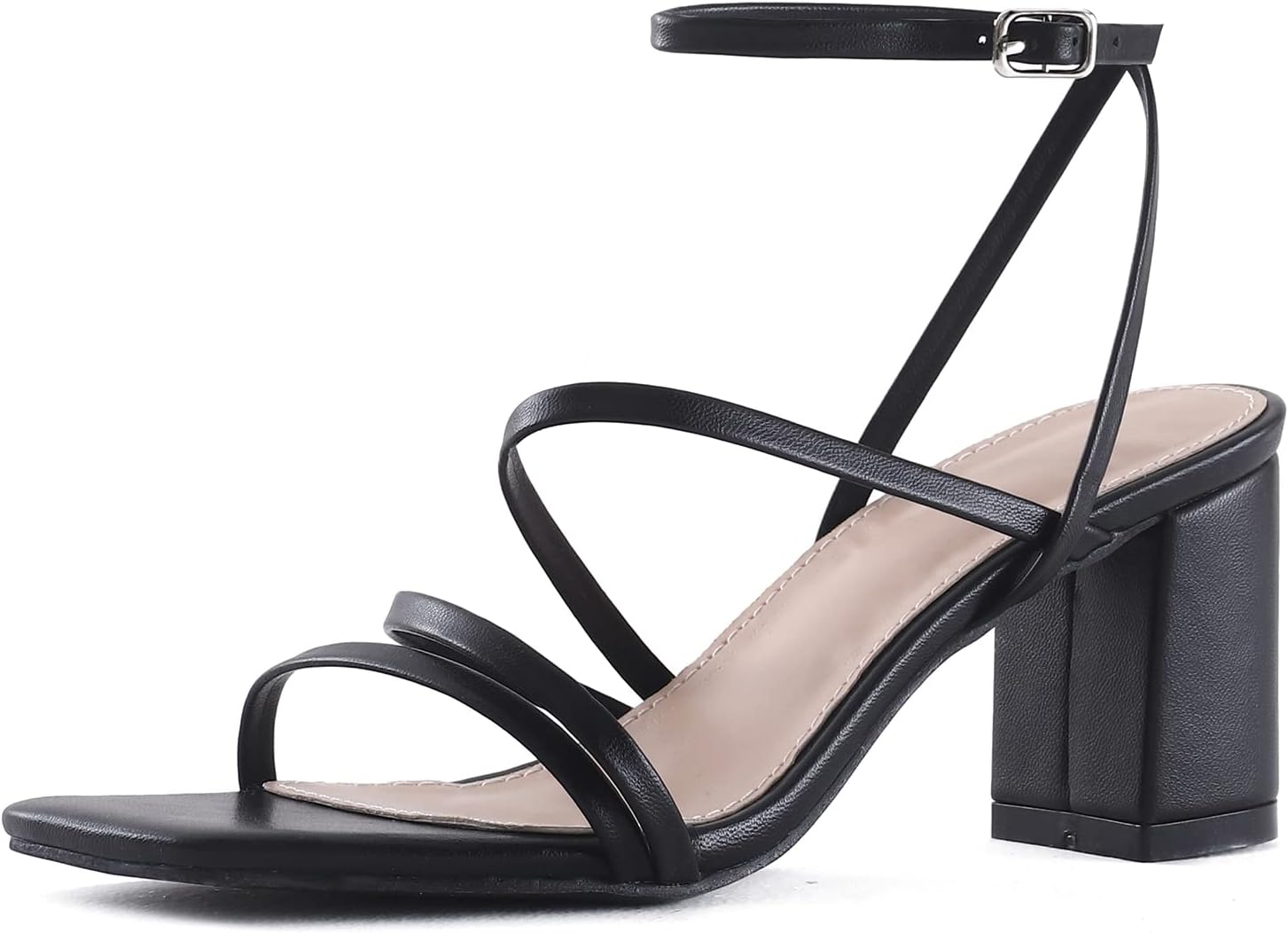 LACUONE Strappy Heels for Women with Comfortable Block Design