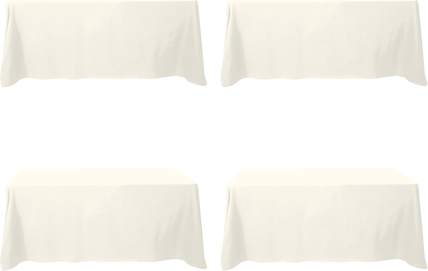 Premium 4 Pack Ivory Tablecloths for 6 Foot Rectangle Tables