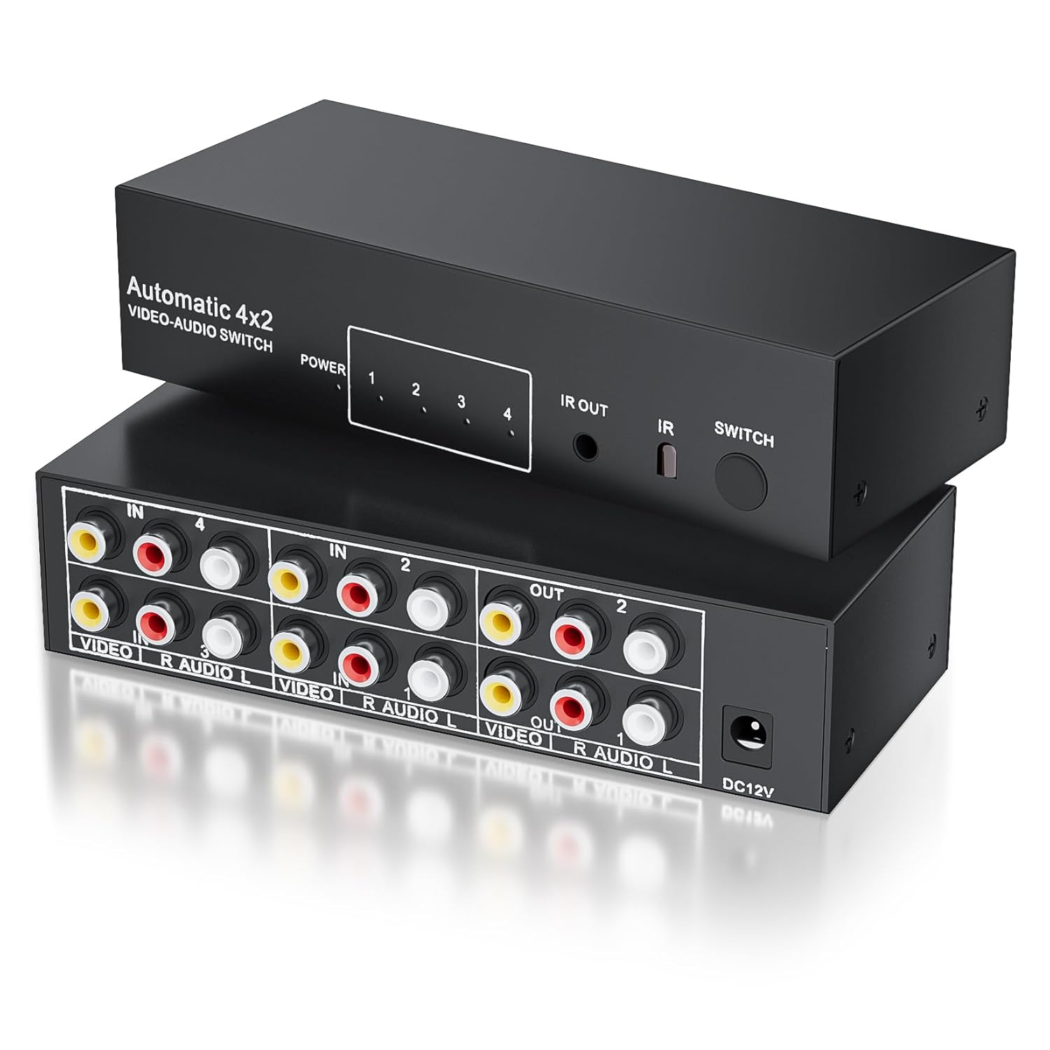 BolAAzuL RCA Switch Splitter 4 in 2 Out for Gaming and More