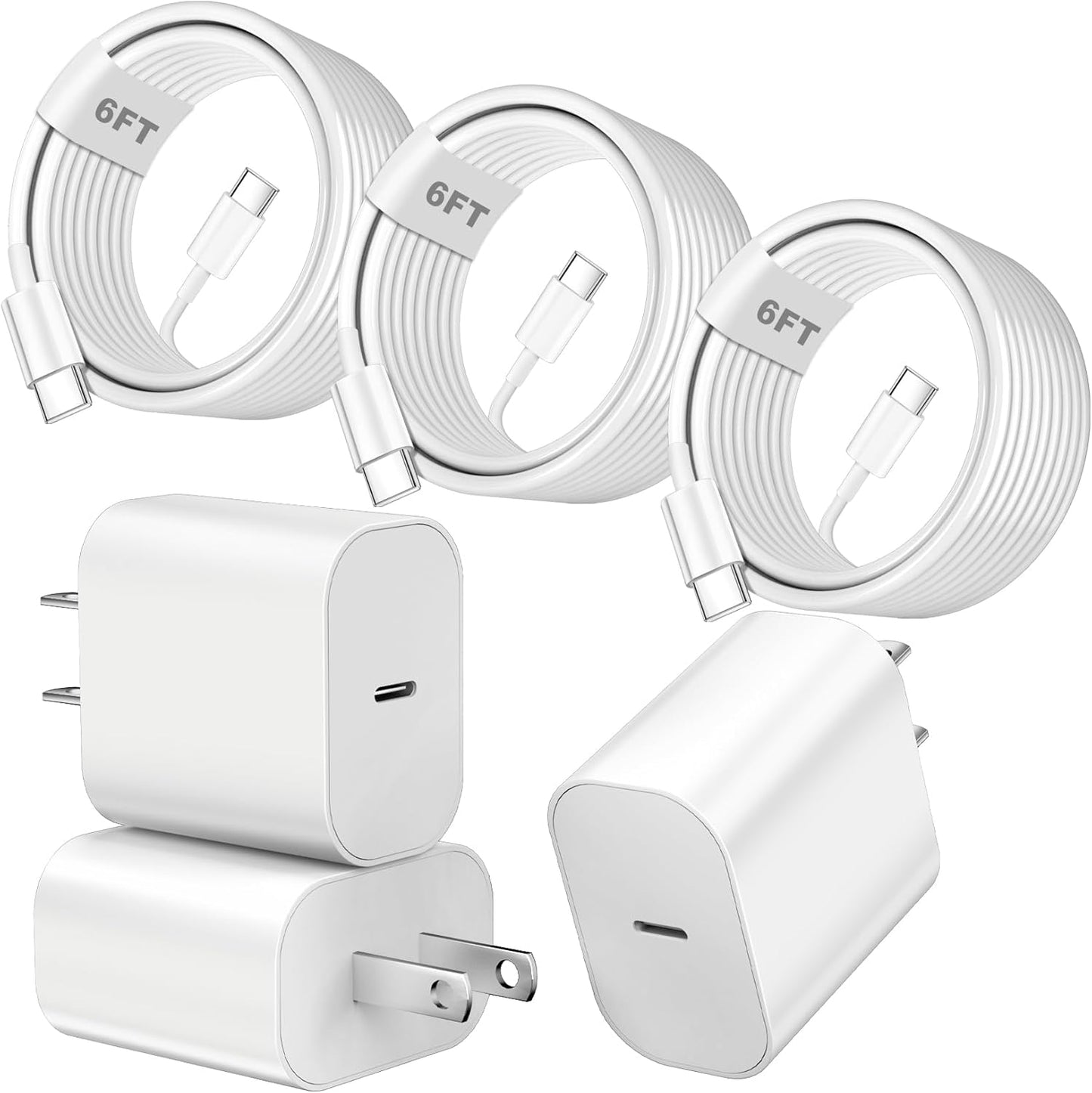 Fast iPhone 17 Charger Block with 6FT USB C Charging Cables