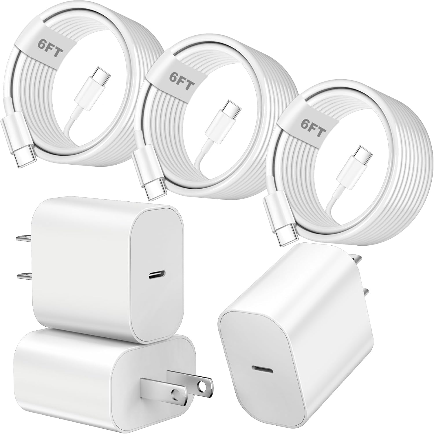 Fast iPhone 17 Charger Block with 6FT USB C Charging Cables