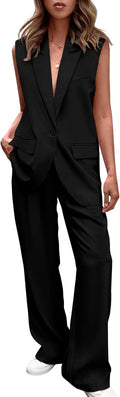 PRETTYGARDEN Women's 2 Piece Sleeveless Suit Set - Stylish Workwear