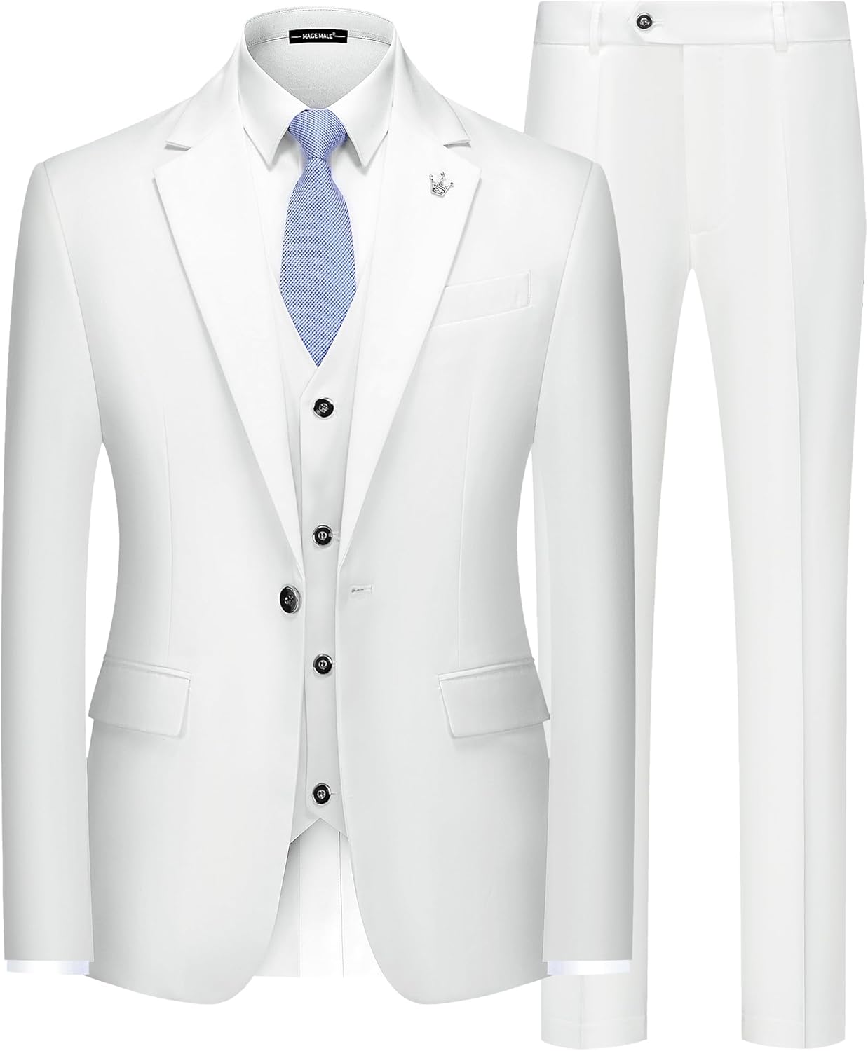 MAGE MALE Slim Fit 3 Piece Tuxedo Suit for Weddings and Parties