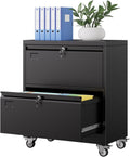 Metal 2 Drawer Lateral File Mobile Cabinet with Locks - Secure