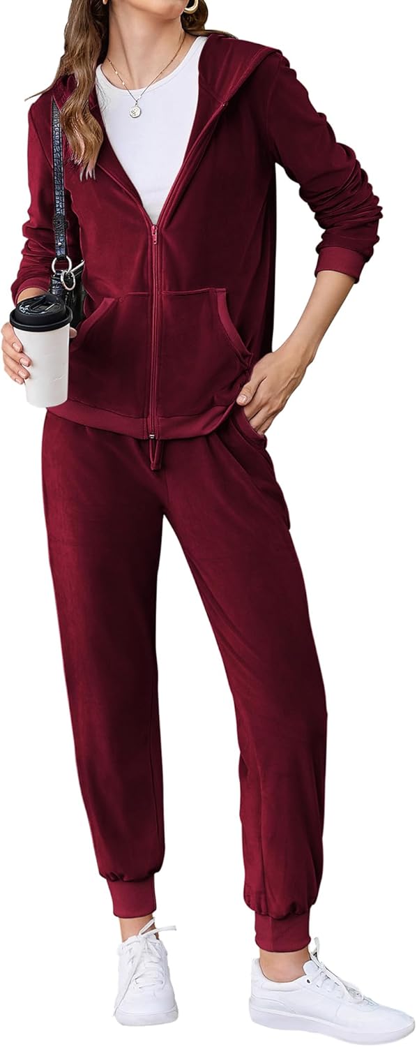 Womens Casual Velour Tracksuit Set for Comfort and Style