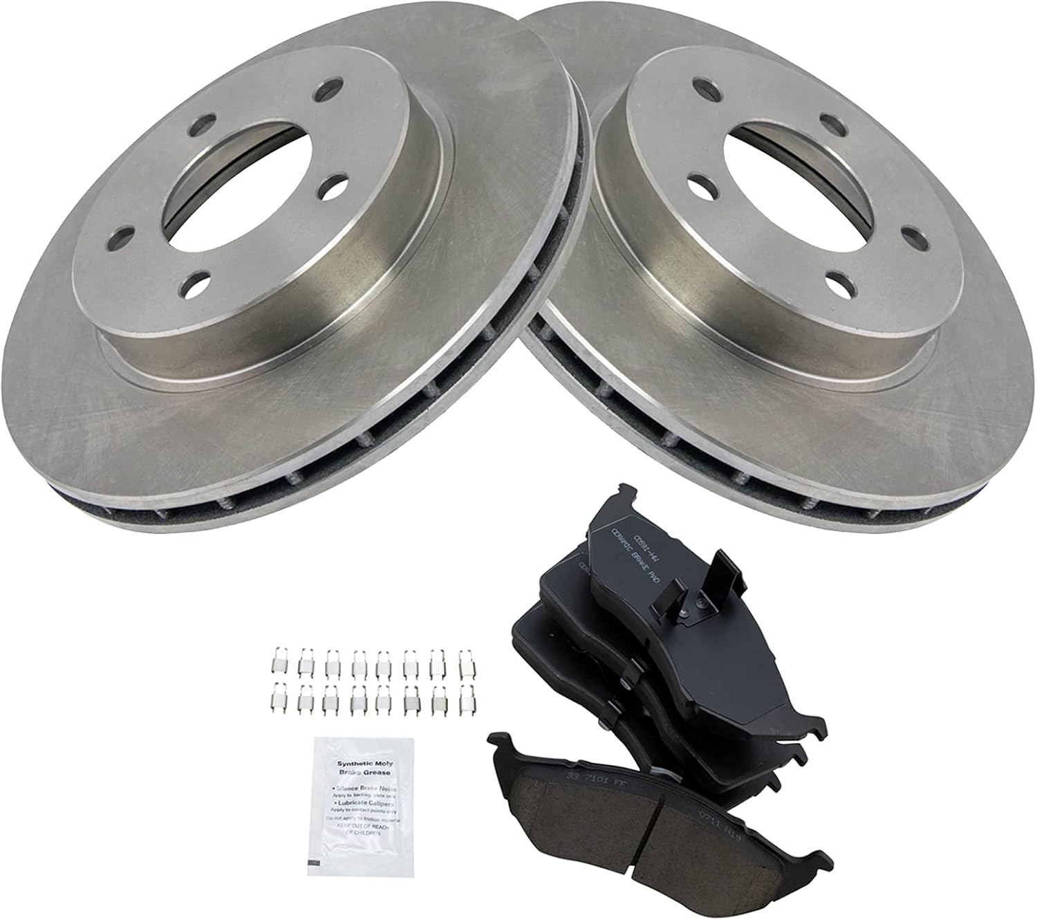 TRQ Front Brake Pad & Rotor Kit for Chrysler and Dodge Vehicles