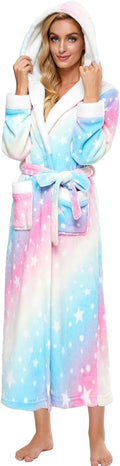 Plush Robes for Women - Long Fuzzy Fleece Hooded Bathrobe