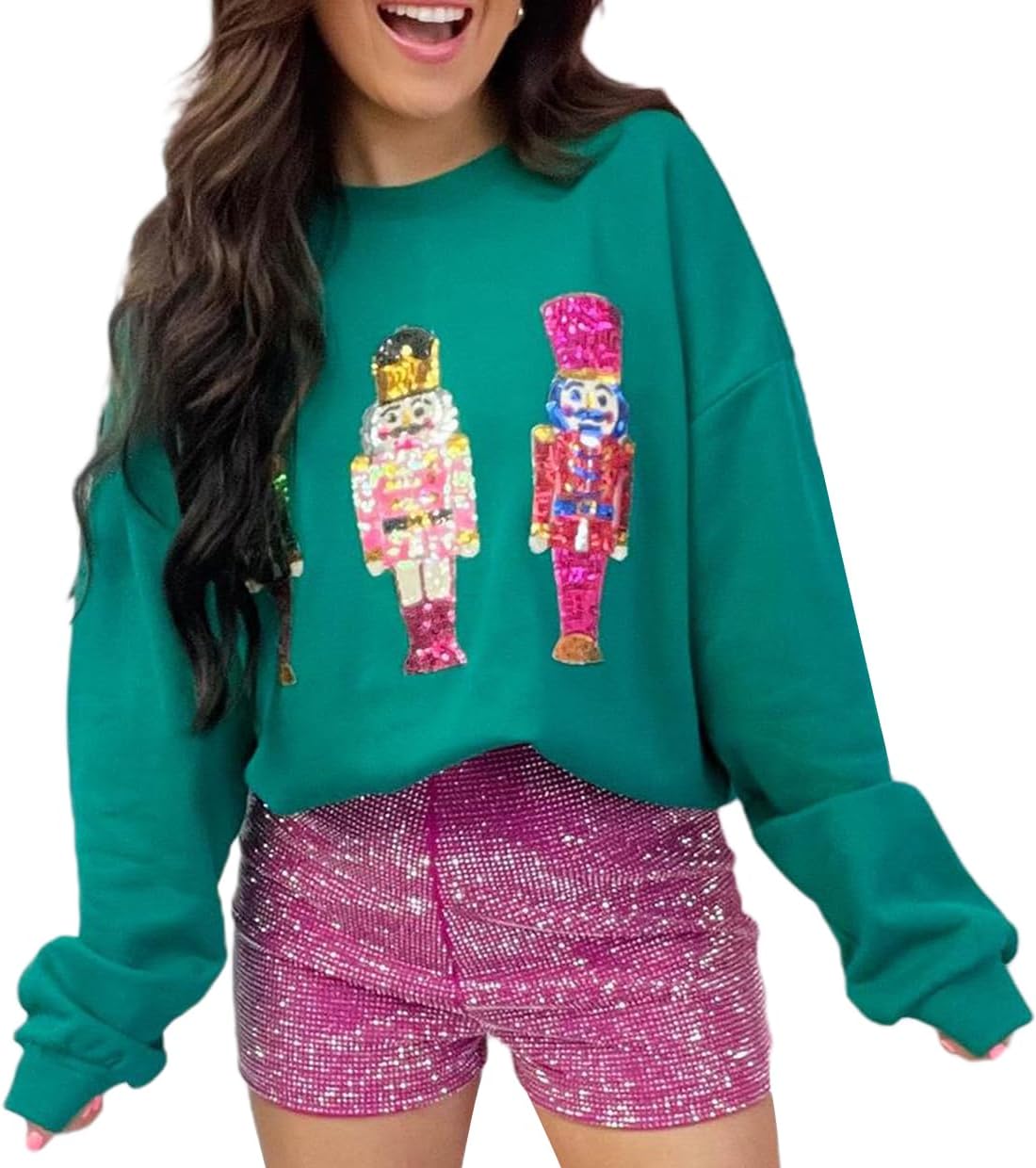 Sparkling Sequin Holiday Sweater by Yiulangde