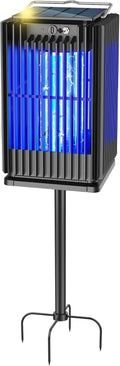 Solar Bug Zapper Outdoor with Ground Bracket - Quiet 4200V Mosquito