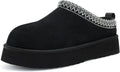 KIDMI Genuine Suede Platform Slippers for Women - Warm