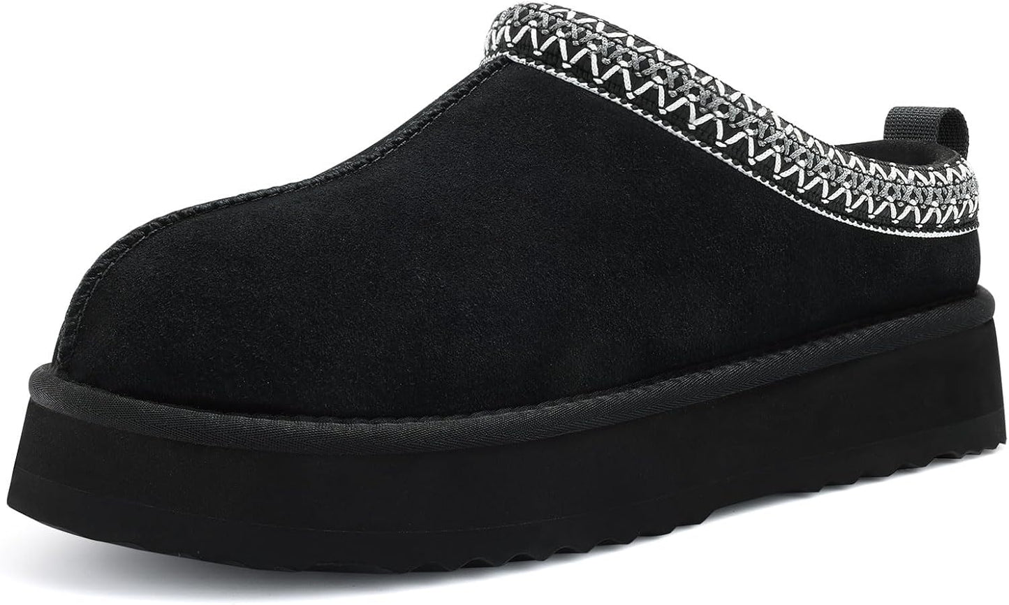 KIDMI Genuine Suede Platform Slippers for Women - Cozy Comfort
