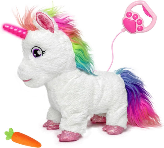 Remote Control Walking Unicorn - Light-Up Horn, Electronic Pet for Girls 4-6