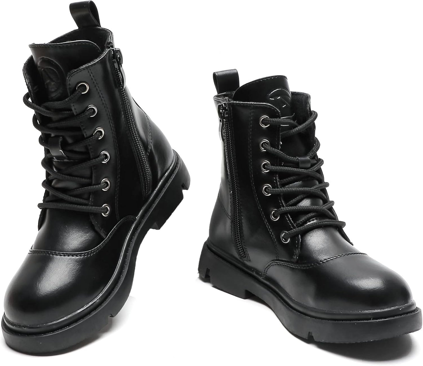 DADAWEN Boys Girls Waterproof Glitter Mid Calf Combat Boots