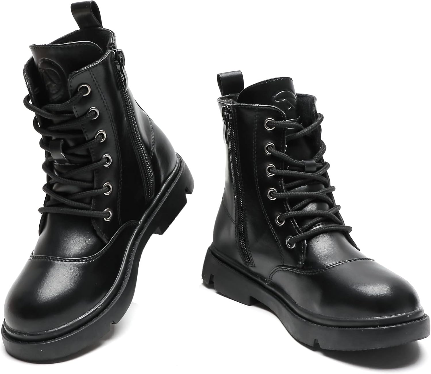 DADAWEN Boys Girls Waterproof Glitter Mid Calf Combat Boots