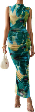 PRETTYGARDEN Women's Summer Maxi Floral Dress - Flattering Ruched Fit