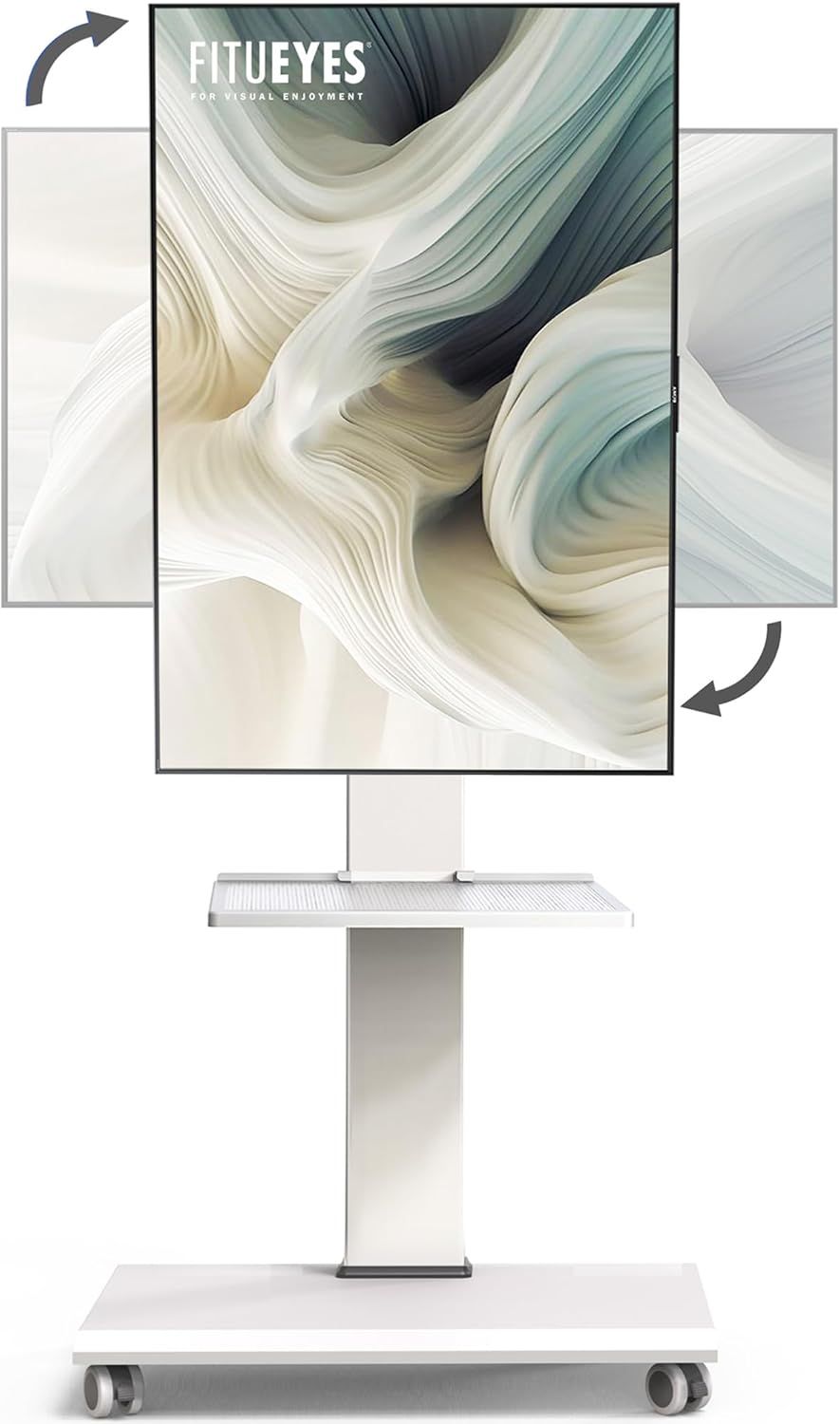 Rolling TV Stand for 32-75 Inch TVs with Wheels and Rotation