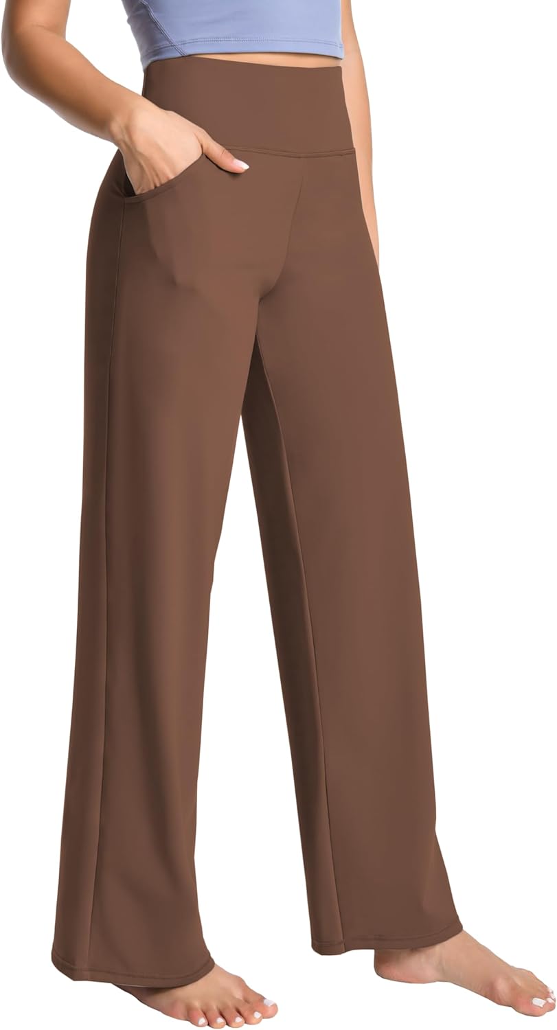 High Waist Wide Leg Yoga Pants for Women by BUBBLELIME