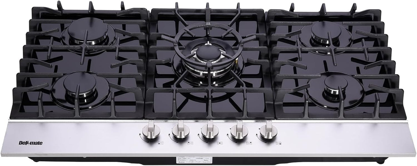 36 Inch Gas Cooktop with 5 Burners for Versatile Cooking Needs