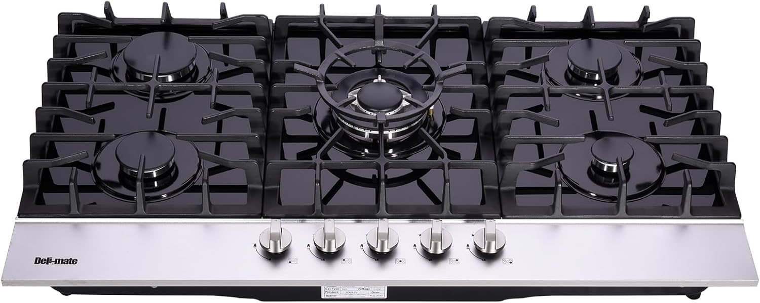 36 Inch Gas Cooktop with 5 Burners for Versatile Cooking Needs