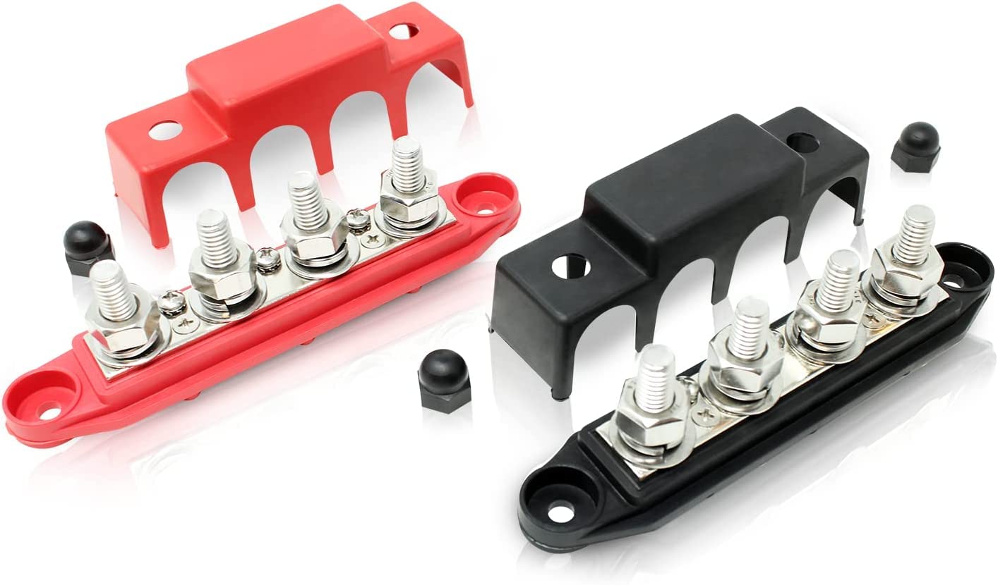 4 Post Bus Bar Pair with Cover for Automotive and Marine Use