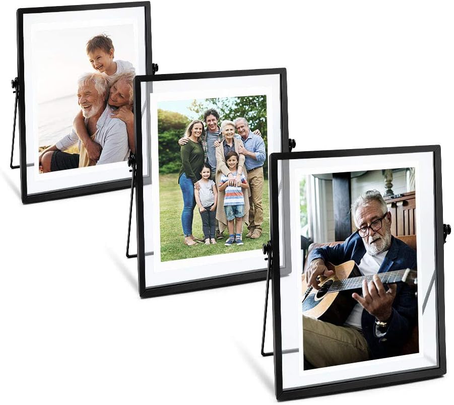 AceList Set of 3 Black Metal Floating Picture Frames for Decor