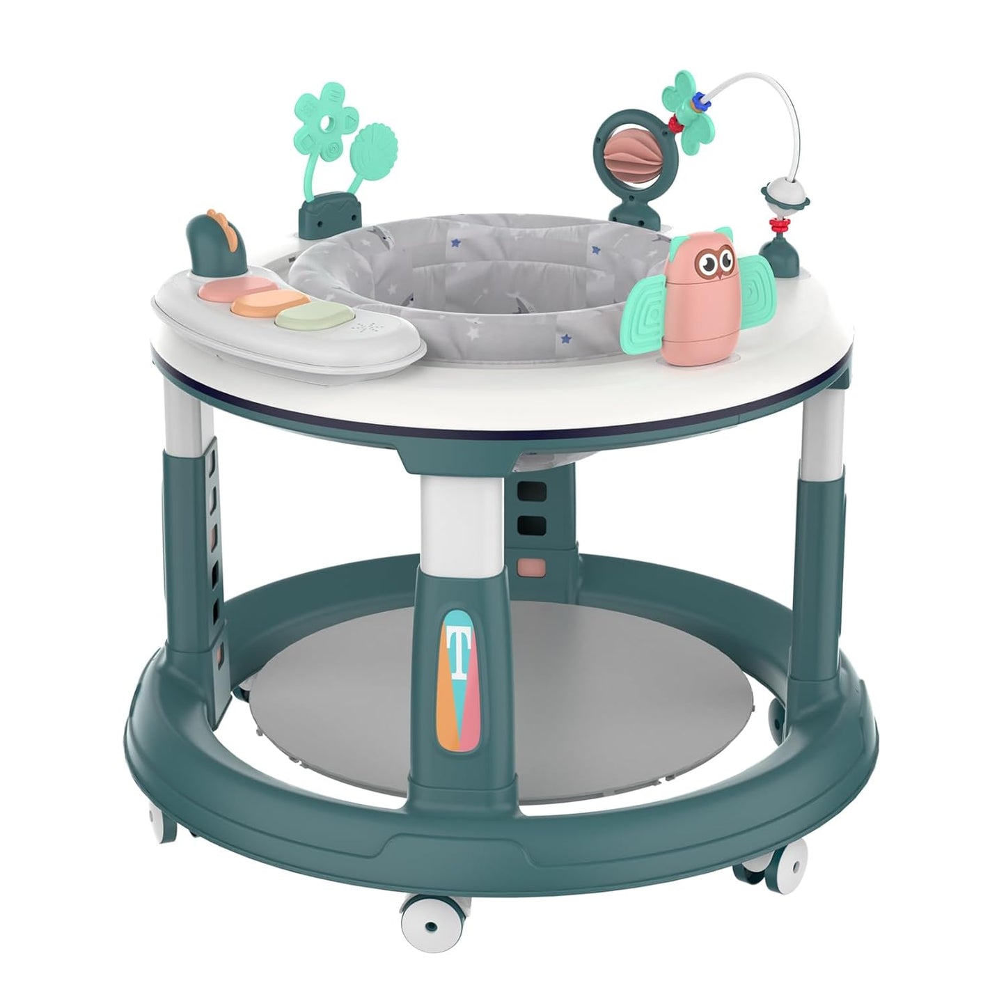 Qizhi-Bear Baby Walker: 5 Heights, 360 Swivel Seat, Music & Toys