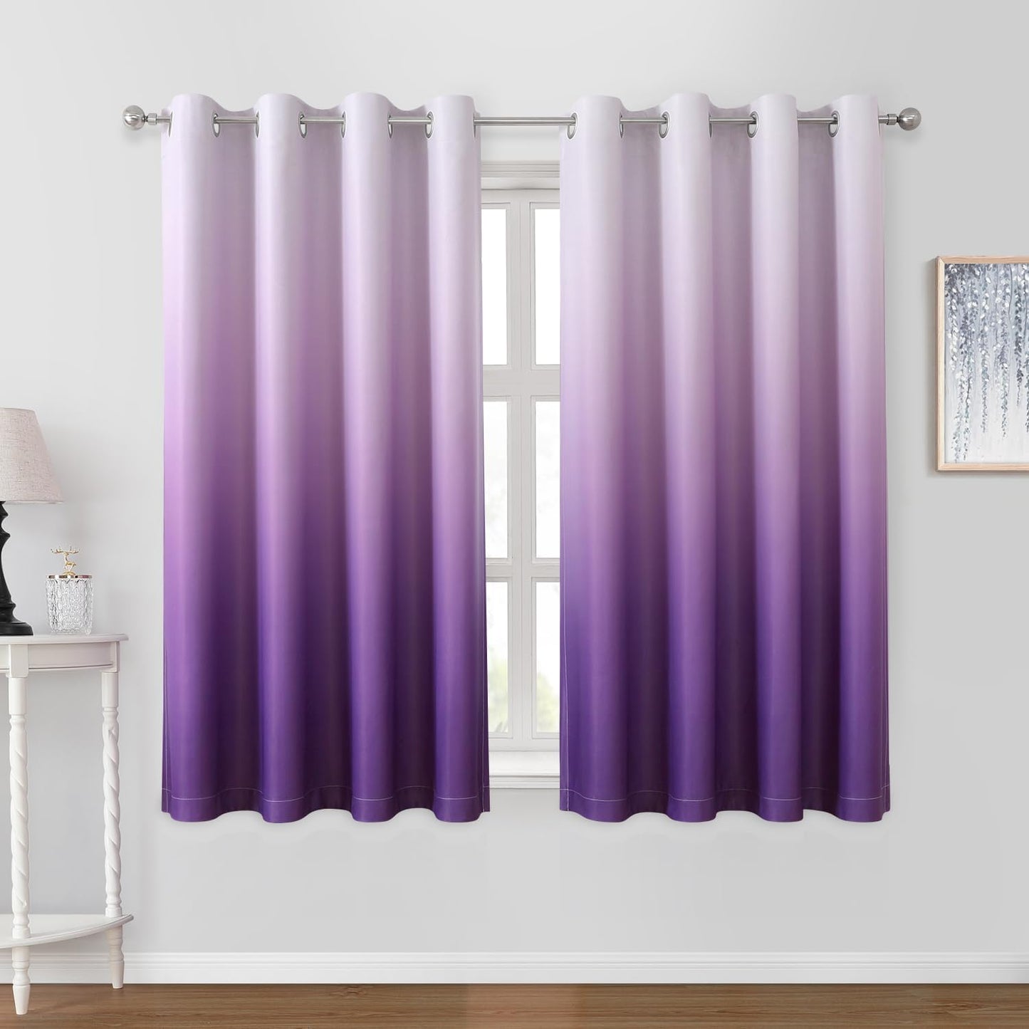 HOMEIDEAS Purple Ombre Blackout Curtains for Stylish Rooms