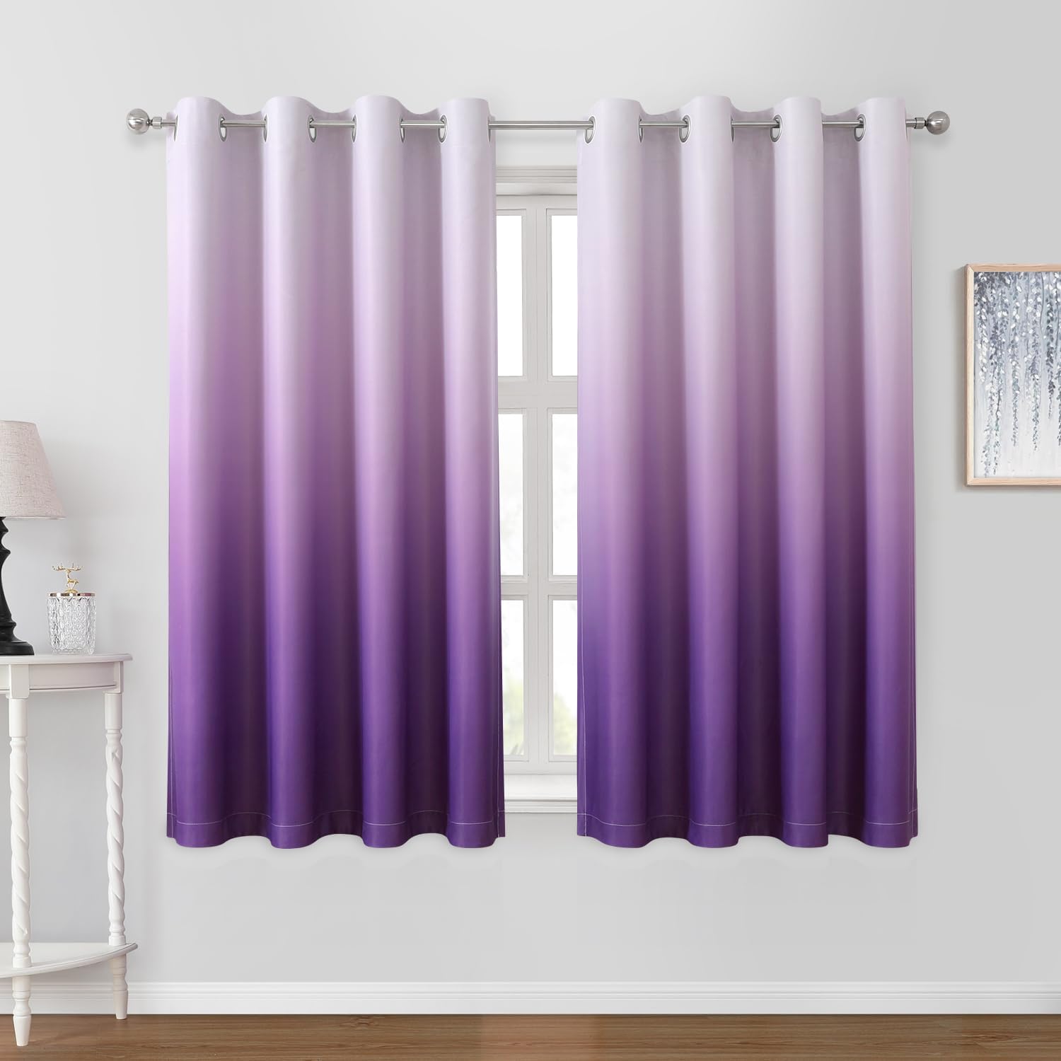 HOMEIDEAS Purple Ombre Blackout Curtains for Stylish Rooms