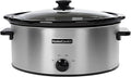 6 Quart Oval Slow Cooker Stainless Steel - Manual 3-Setting Cooker