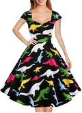 Hanpceirs 1950s Retro Cocktail Swing Dress - Sweetheart Neckline