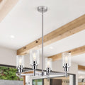 4 Lights Brushed Nickel Chandelier Dining Room Light Fixture - Modern