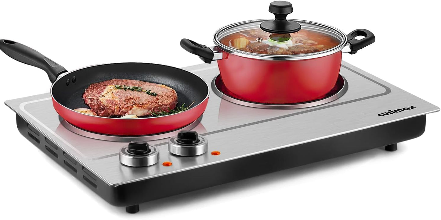 CUSIMAX Hot Plate - 1800W Double Burners for Efficient Cooking