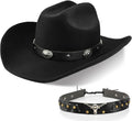 100% Wool Western Cowboy Hat for Men Women - Classic Felt Fedora