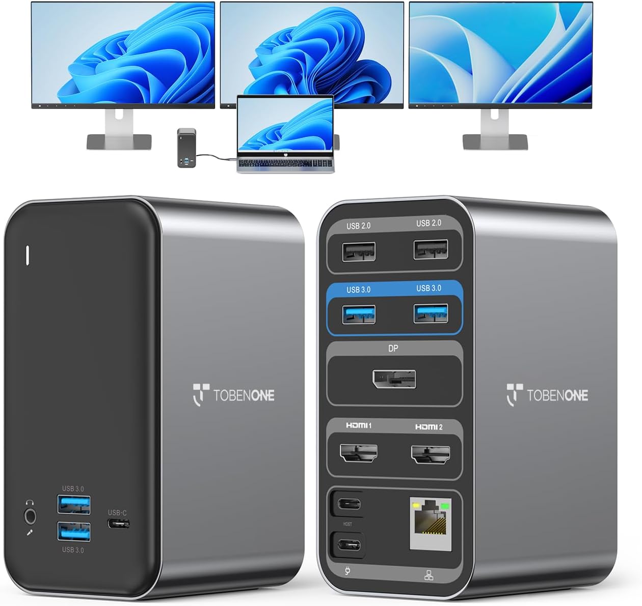 Ultimate Docking Power: TobenONE 3 Monitors!