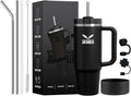 40 Oz Tumbler with Handle - Leak Proof Insulated Tumbler Black