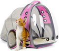 Expandable Pink Cat Backpack Carrier with Clear Bubble Window