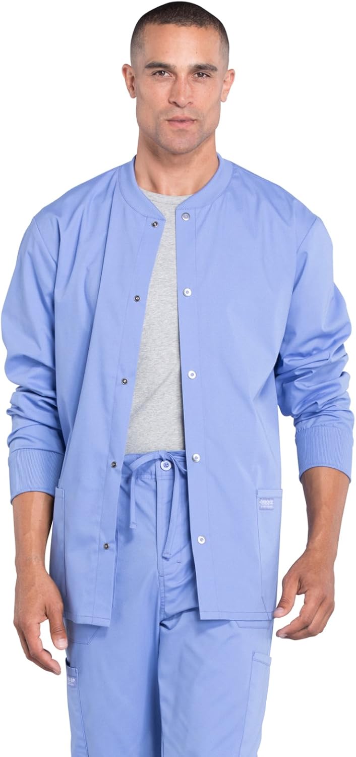 Cherokee Men's Medical Scrub Jacket with Long Sleeve Comfort