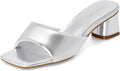 MIRAAZZURRA Heel Mules for Woman Square Open Toe Chunky Block Heel