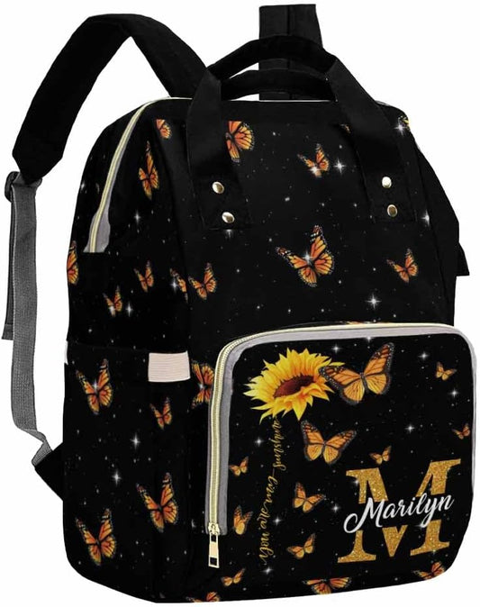 Custom Orange Butterfly Diaper Bag for Stylish Moms