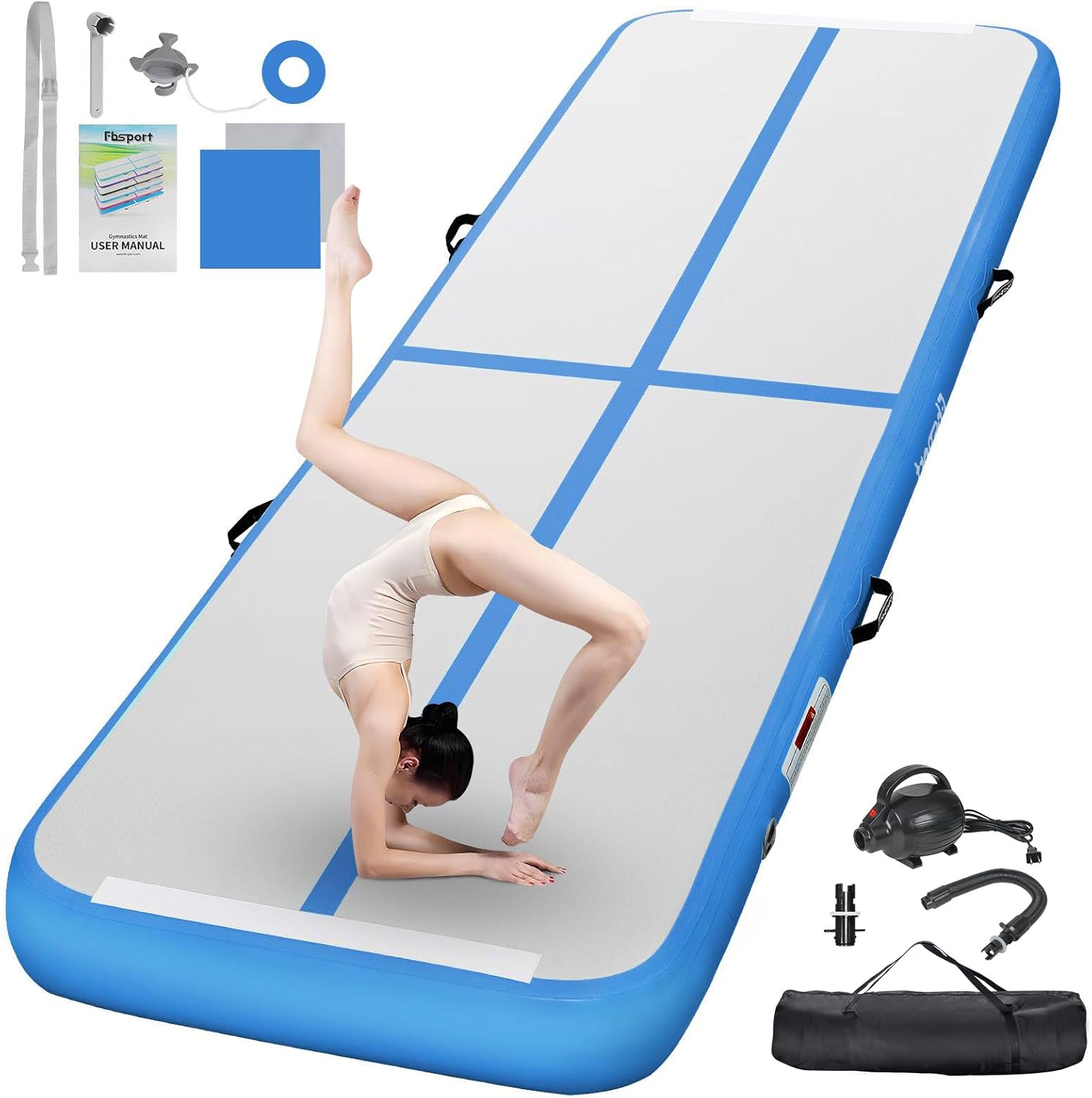 FBSPORT Inflatable Air Gymnastics Mat for Home Training Use