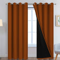 Yakamok Orange 100% Blackout Curtains - Thick Thermal Grommet Panels